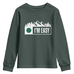 Funny Snowboard Ski Youth Sweatshirt I'm Easy Mountain Sign Retro Vintage TS11 Dark Forest Green Print Your Wear