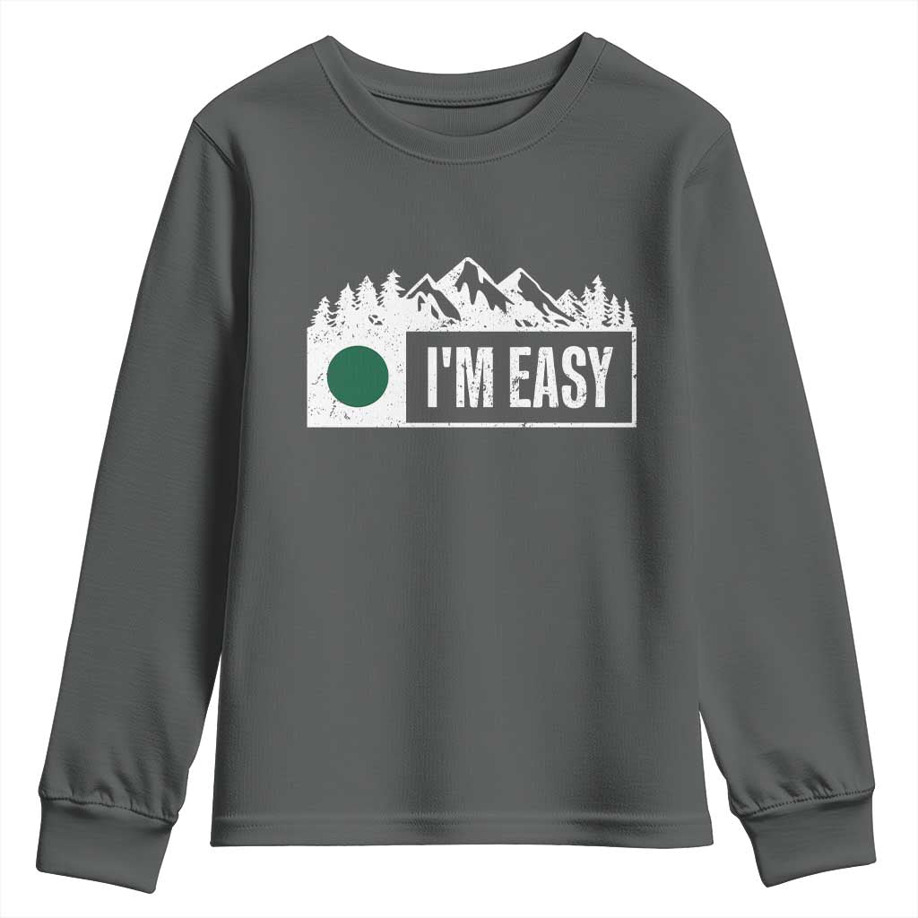 Funny Snowboard Ski Youth Sweatshirt I'm Easy Mountain Sign Retro Vintage TS11 Dark Heather Print Your Wear