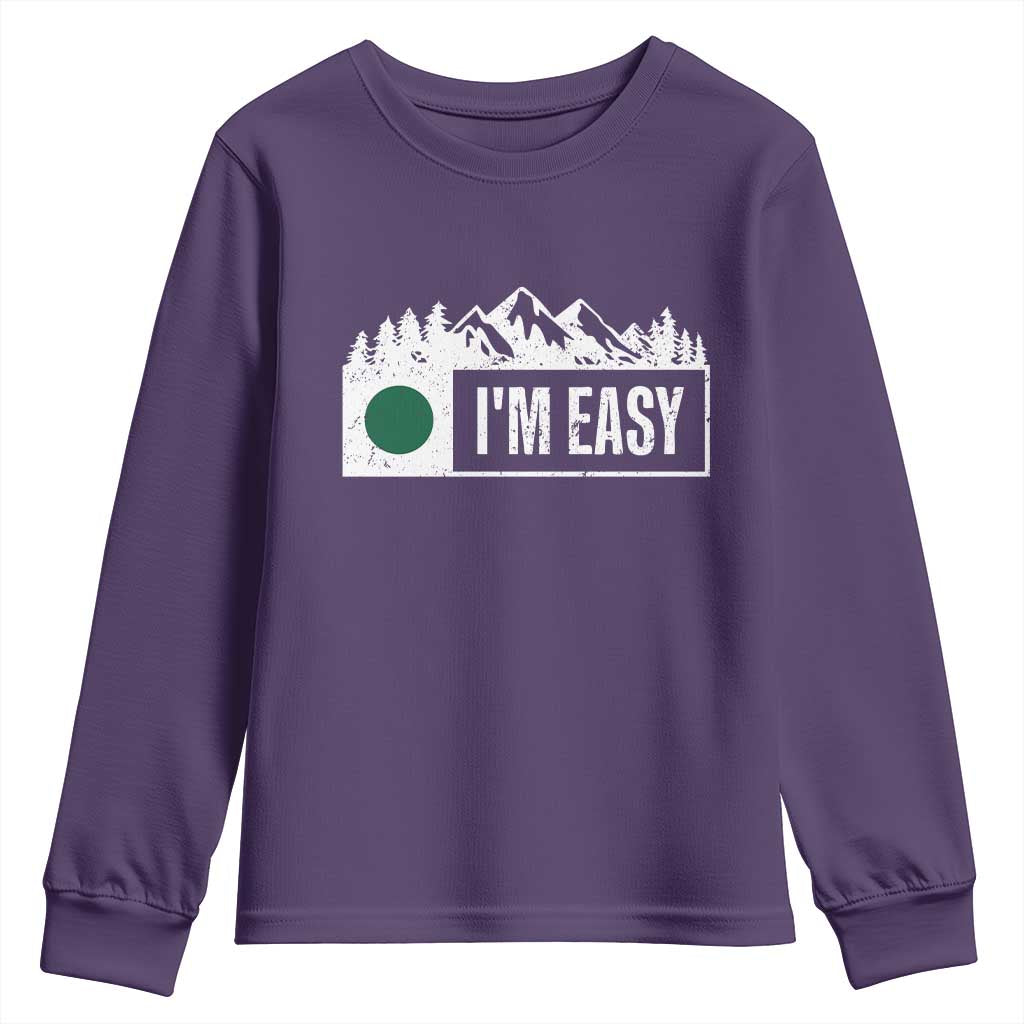 Funny Snowboard Ski Youth Sweatshirt I'm Easy Mountain Sign Retro Vintage TS11 Purple Print Your Wear