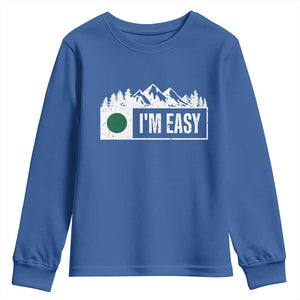 Funny Snowboard Ski Youth Sweatshirt I'm Easy Mountain Sign Retro Vintage TS11 Royal Blue Print Your Wear