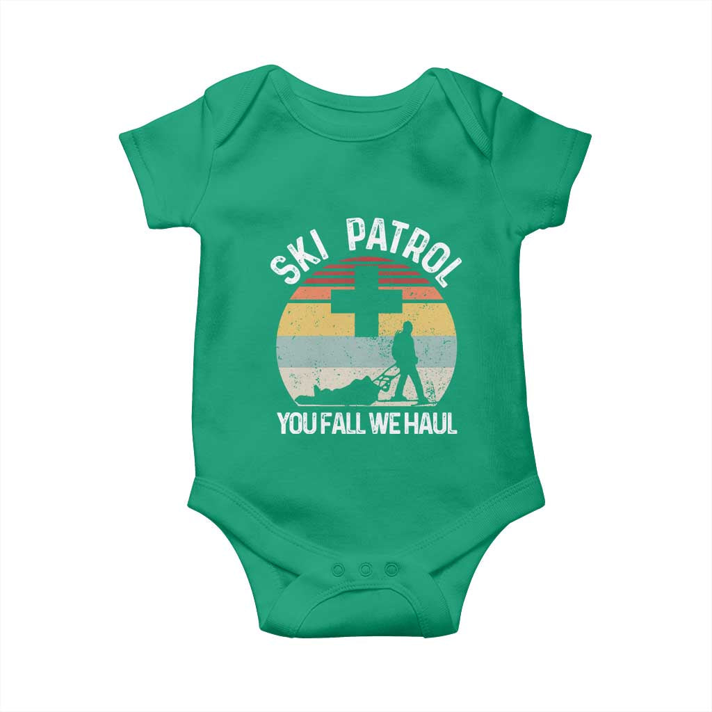 Ski Patrol You Fall We Haul Baby Onesie Funny Skiing Skier Winter Sport TS11 Irish Green Print Your Wear