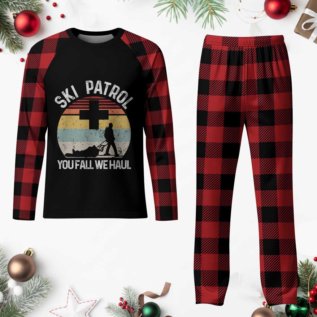 Ski Patrol You Fall We Haul Plaid Pajama Set Funny Skiing Skier Winter Sport TS11 Buffalo Plaid Print Your Wear