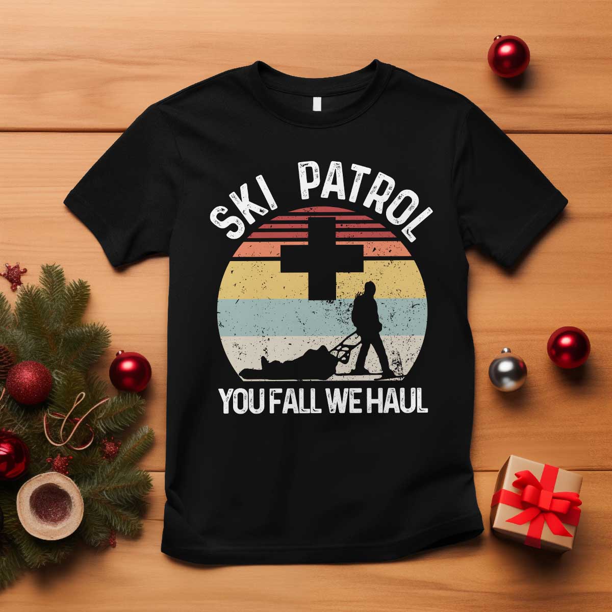 Ski Patrol You Fall We Haul T Shirt Funny Skiing Skier Winter Sport TS11 Black Print Your Wear