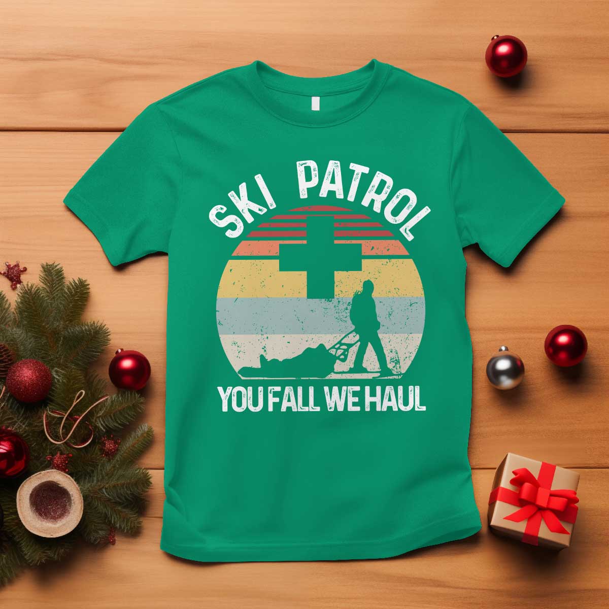 Ski Patrol You Fall We Haul T Shirt Funny Skiing Skier Winter Sport TS11 Irish Green Print Your Wear