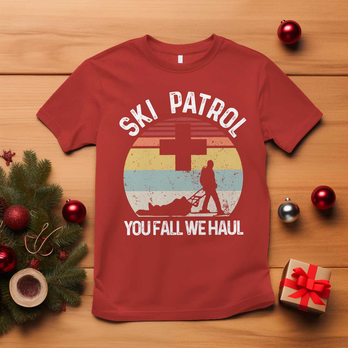 Ski Patrol You Fall We Haul T Shirt Funny Skiing Skier Winter Sport TS11 Red Print Your Wear