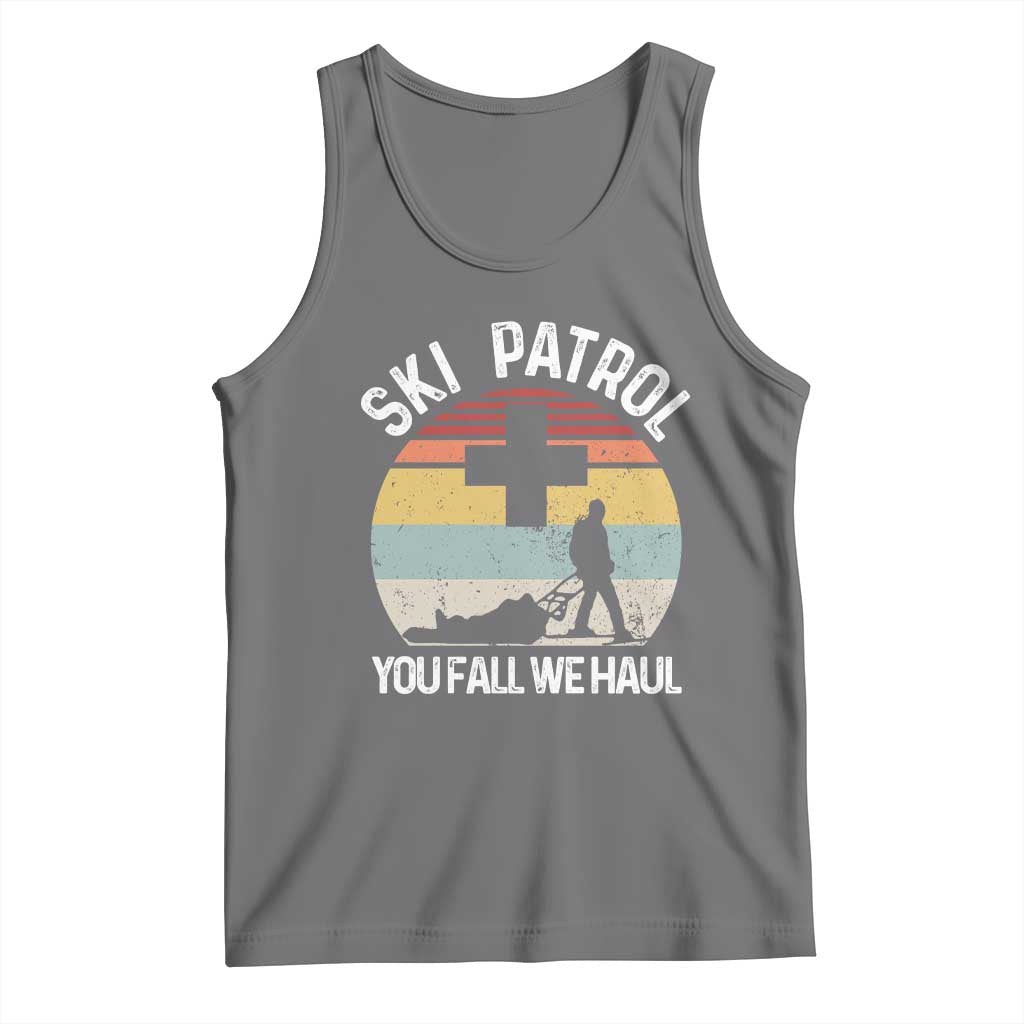 Ski Patrol You Fall We Haul Tank Top Funny Skiing Skier Winter Sport TS11 Black Heather Print Your Wear