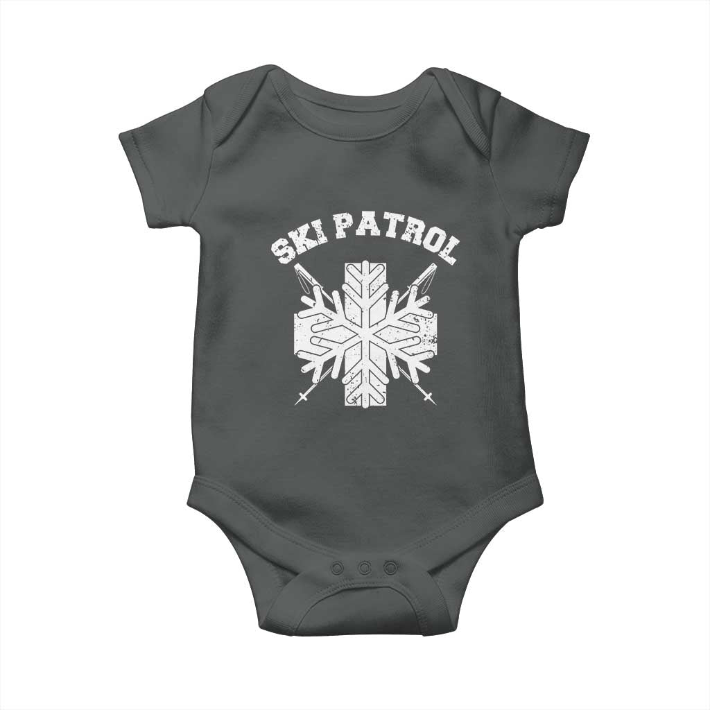 Ski Patrol Baby Onesie Mountain Rescue Winter Slopes Skiing Snowboarding TS11 Dark Heather Print Your Wear