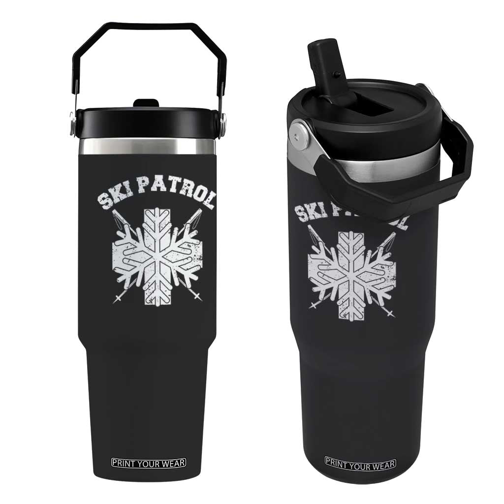 Ski Patrol Flip Straw Tumbler Mountain Rescue Winter Slopes Skiing Snowboarding TS11 One Size: 30 oz Black Print Your Wear