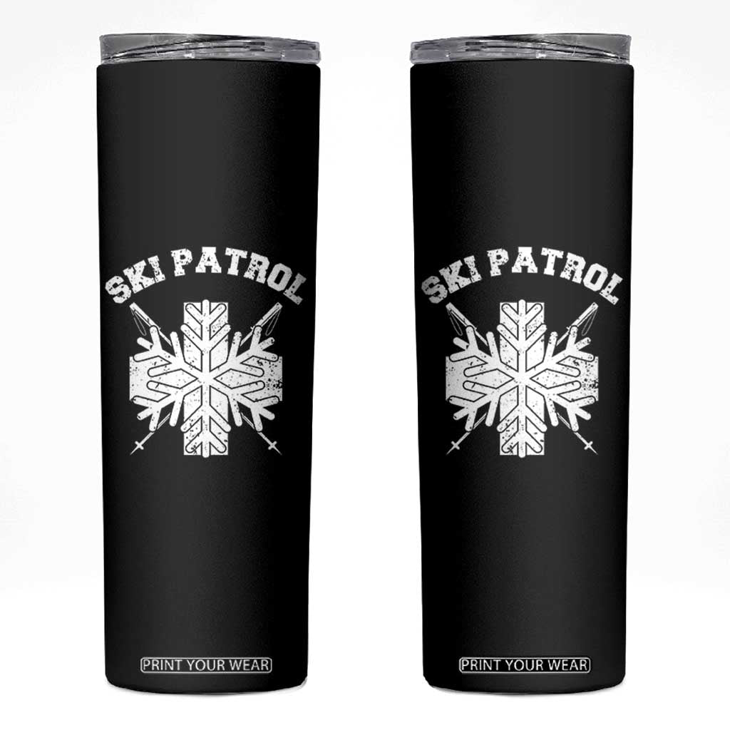 Ski Patrol Skinny Tumbler Mountain Rescue Winter Slopes Skiing Snowboarding TS11 Black Print Your Wear