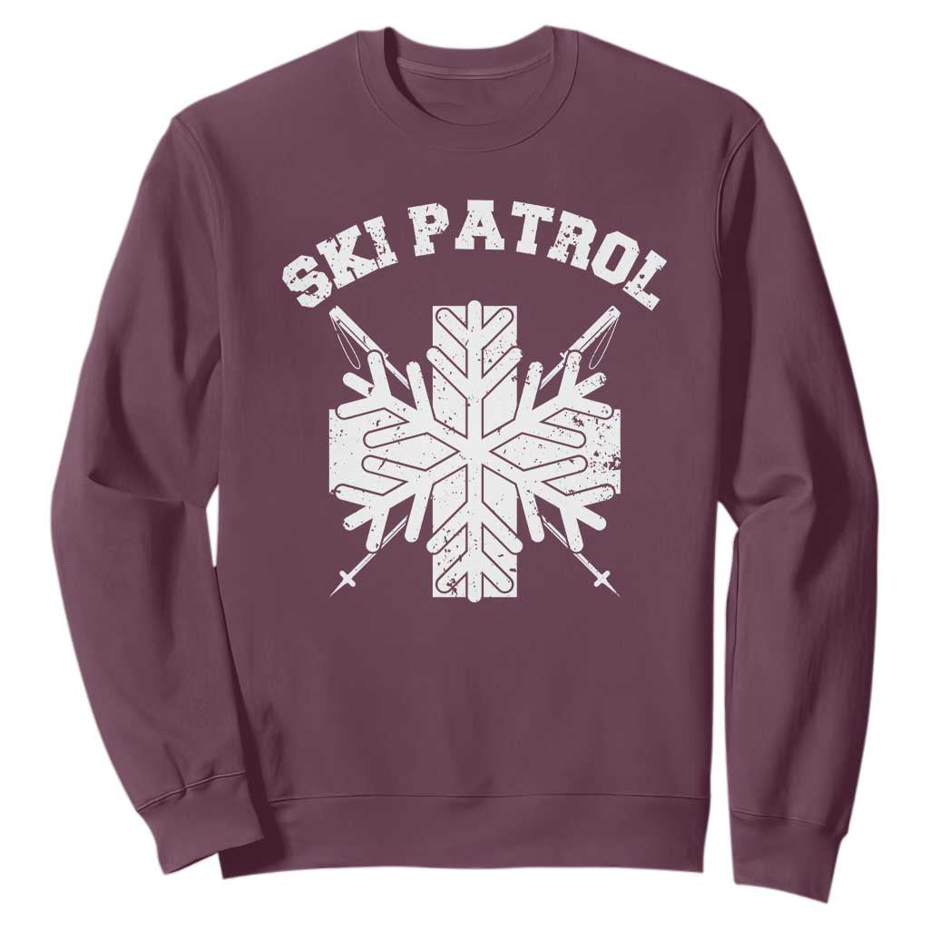 Ski Patrol Sweatshirt Mountain Rescue Winter Slopes Skiing Snowboarding TS11 Maroon Print Your Wear