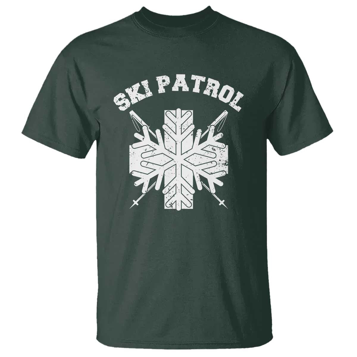 Ski Patrol T Shirt Mountain Rescue Winter Slopes Skiing Snowboarding TS11 Dark Forest Green Print Your Wear