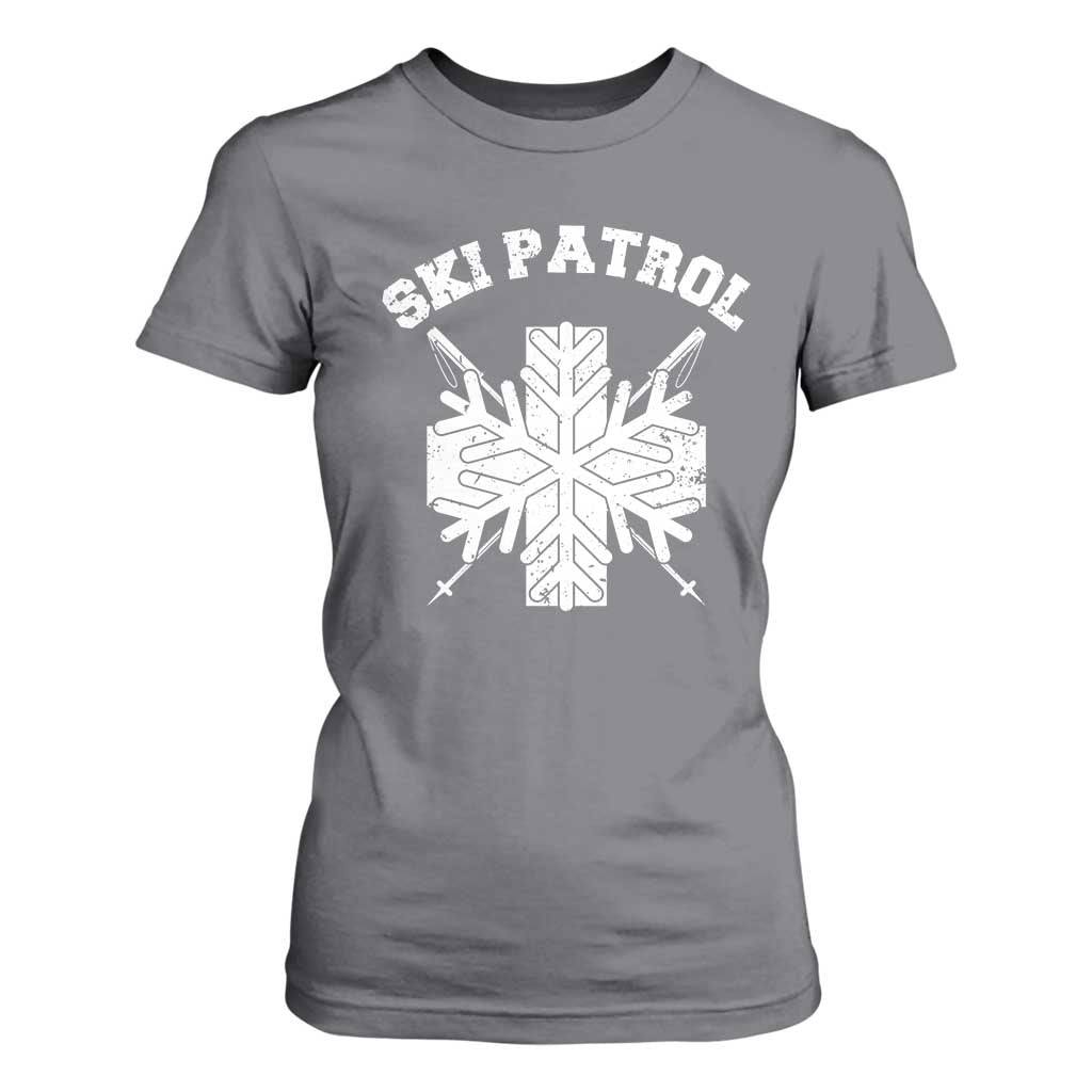 Ski Patrol T Shirt For Women Mountain Rescue Winter Slopes Skiing Snowboarding TS11 Charcoal Print Your Wear
