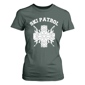 Ski Patrol T Shirt For Women Mountain Rescue Winter Slopes Skiing Snowboarding TS11 Dark Forest Green Print Your Wear