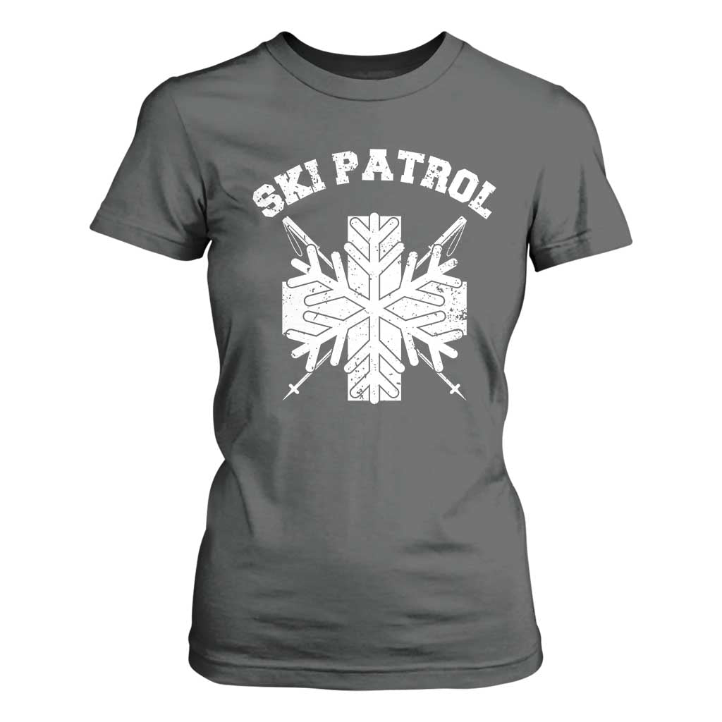 Ski Patrol T Shirt For Women Mountain Rescue Winter Slopes Skiing Snowboarding TS11 Dark Heather Print Your Wear