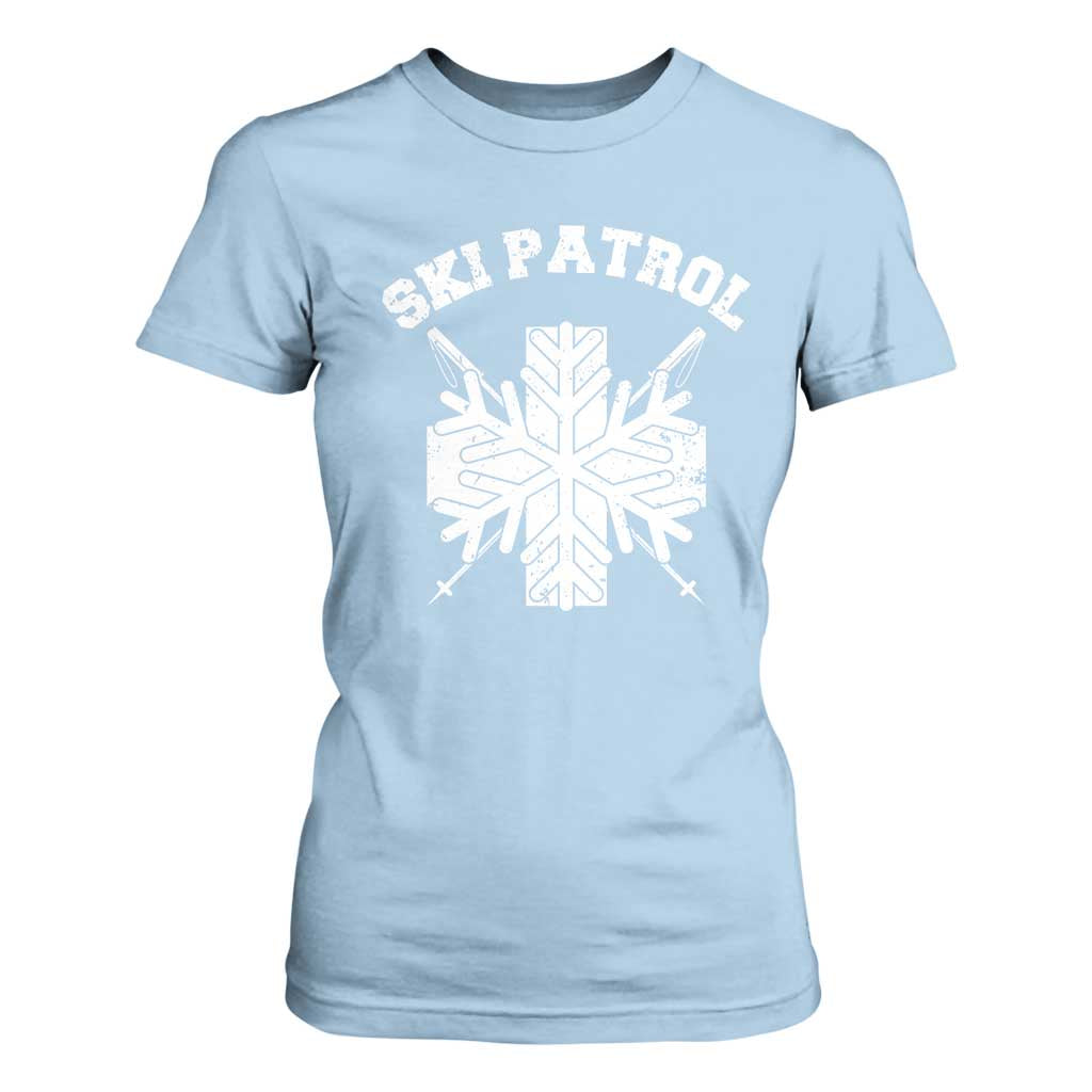 Ski Patrol T Shirt For Women Mountain Rescue Winter Slopes Skiing Snowboarding TS11 Light Blue Print Your Wear