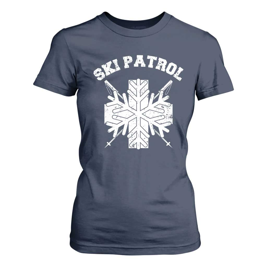 Ski Patrol T Shirt For Women Mountain Rescue Winter Slopes Skiing Snowboarding TS11 Navy Print Your Wear