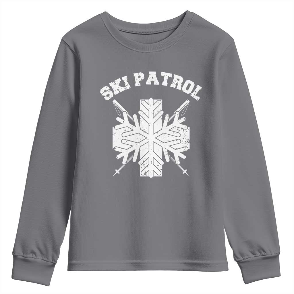 Ski Patrol Youth Sweatshirt Mountain Rescue Winter Slopes Skiing Snowboarding TS11 Charcoal Print Your Wear
