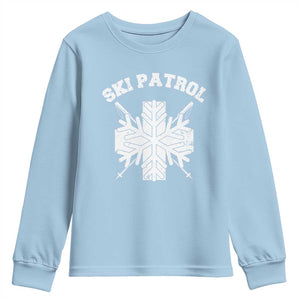 Ski Patrol Youth Sweatshirt Mountain Rescue Winter Slopes Skiing Snowboarding TS11 Light Blue Print Your Wear