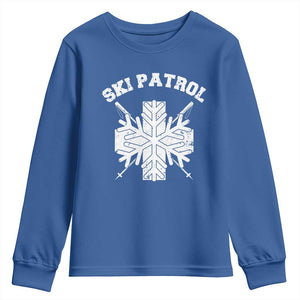 Ski Patrol Youth Sweatshirt Mountain Rescue Winter Slopes Skiing Snowboarding TS11 Royal Blue Print Your Wear