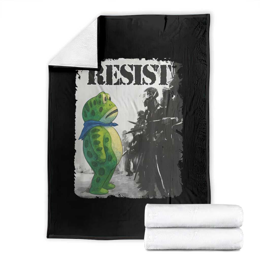 Frog Resist Throw Blanket Portland Frog Activist Protest City Art TS11 Black Print Your Wear