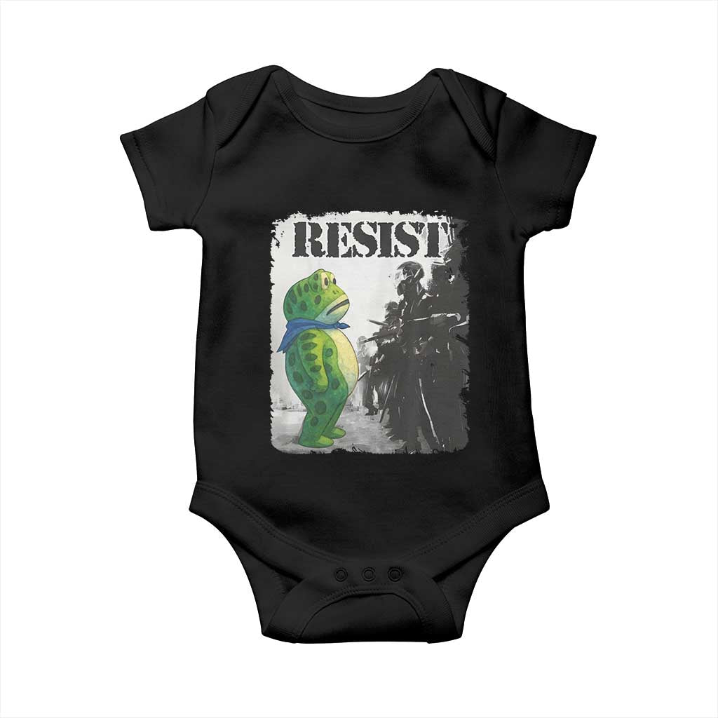 Frog Resist Baby Onesie Portland Frog Activist Protest City Art TS11 Black Print Your Wear