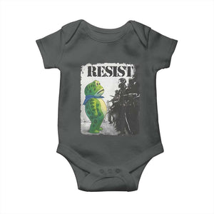 Frog Resist Baby Onesie Portland Frog Activist Protest City Art TS11 Dark Heather Print Your Wear