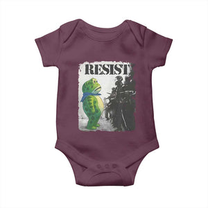 Frog Resist Baby Onesie Portland Frog Activist Protest City Art TS11 Maroon Print Your Wear