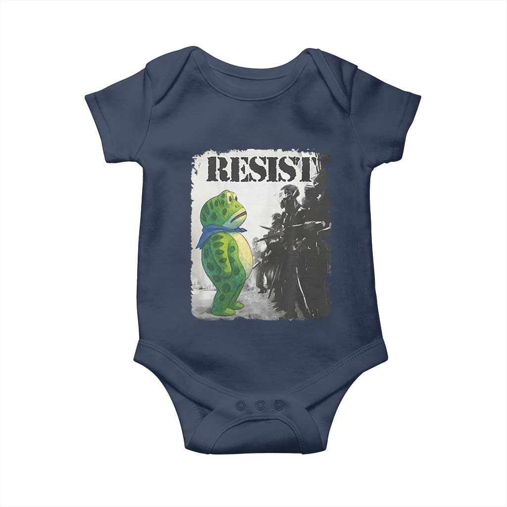 Frog Resist Baby Onesie Portland Frog Activist Protest City Art TS11 Navy Print Your Wear