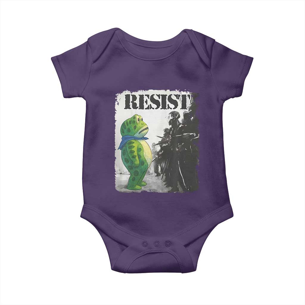 Frog Resist Baby Onesie Portland Frog Activist Protest City Art TS11 Purple Print Your Wear