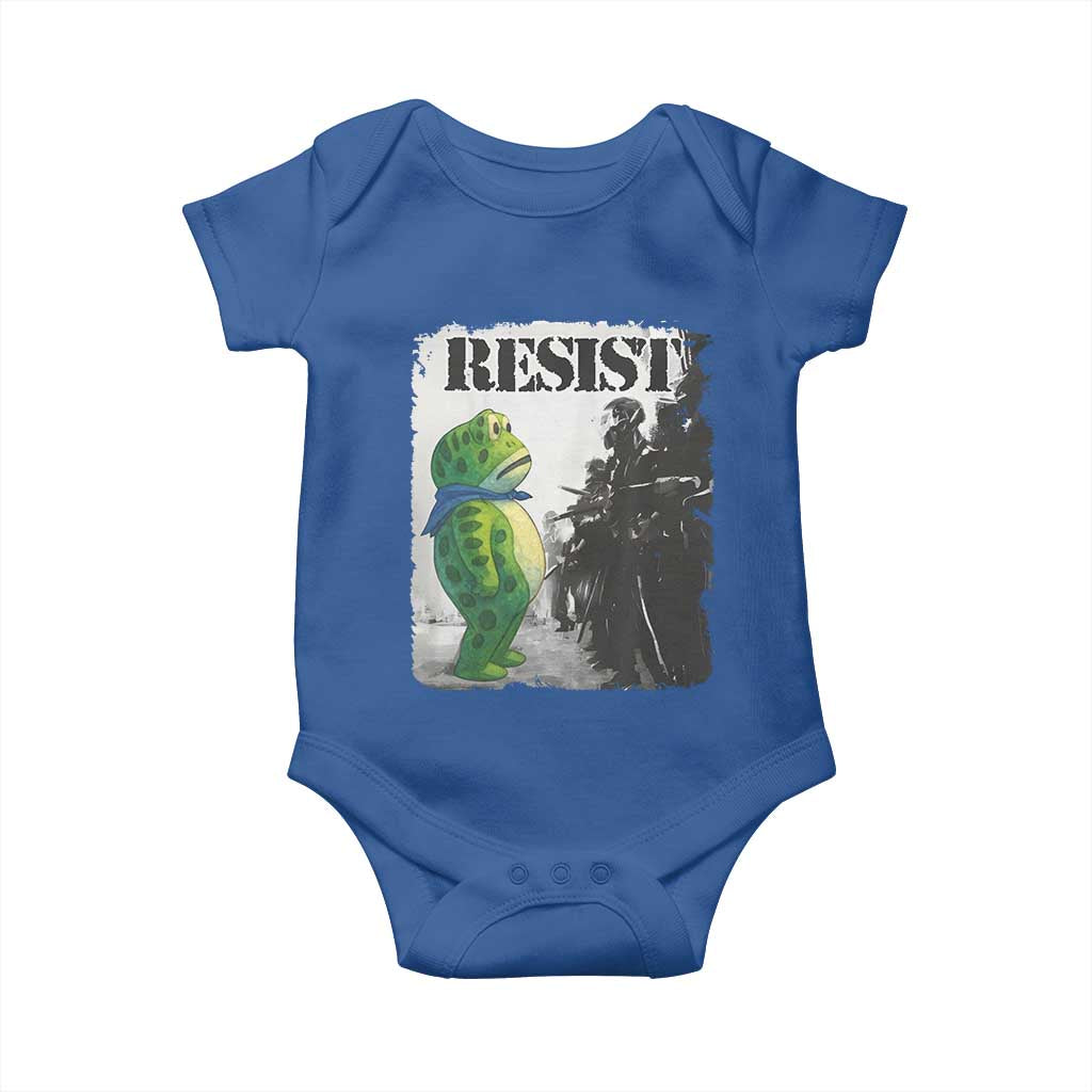 Frog Resist Baby Onesie Portland Frog Activist Protest City Art TS11 Royal Blue Print Your Wear