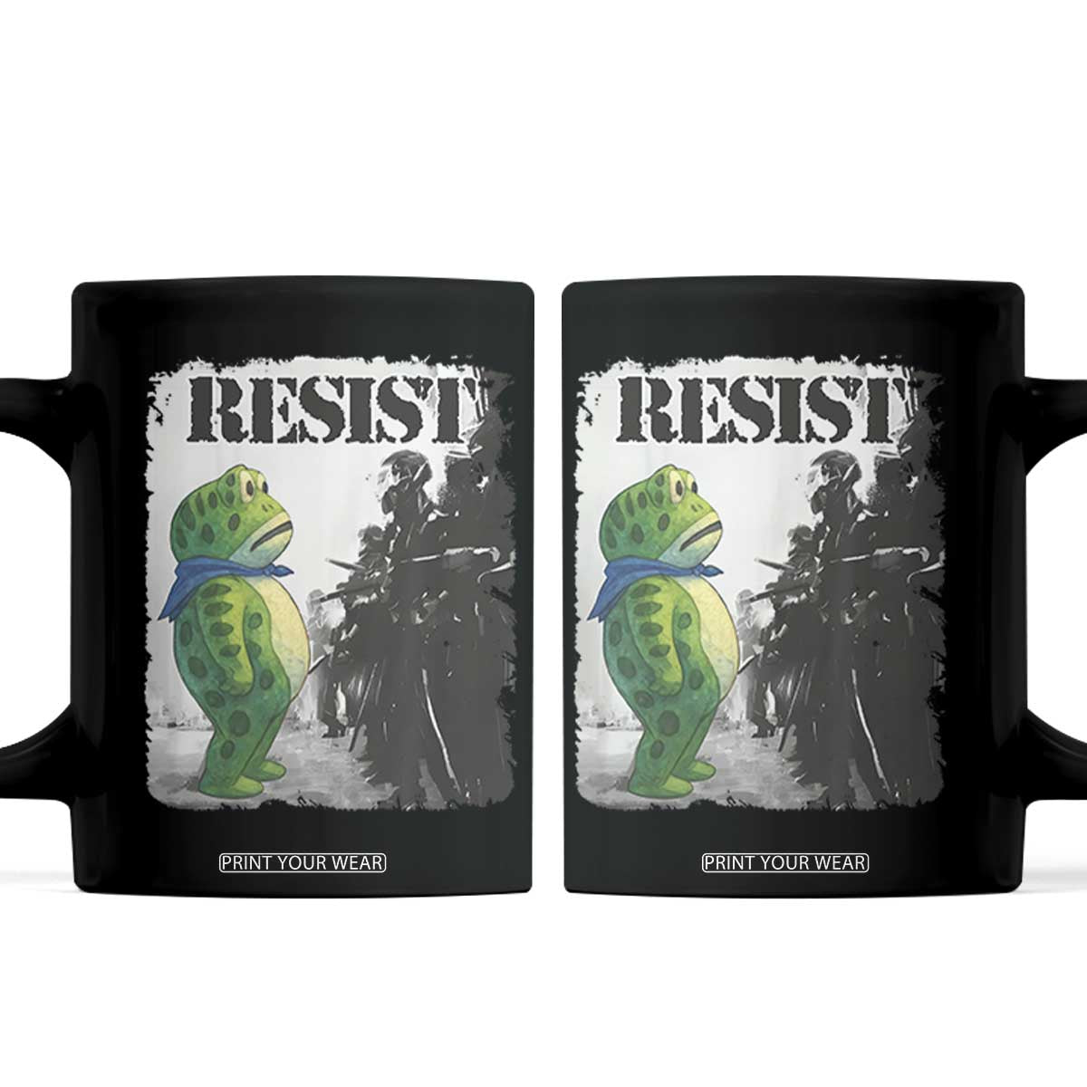 Frog Resist Coffee Mug Portland Frog Activist Protest City Art TS11 Black Print Your Wear