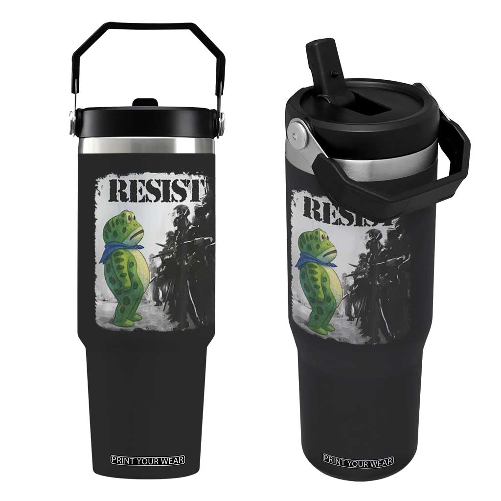 Frog Resist Flip Straw Tumbler Portland Frog Activist Protest City Art TS11 One Size: 30 oz Black Print Your Wear