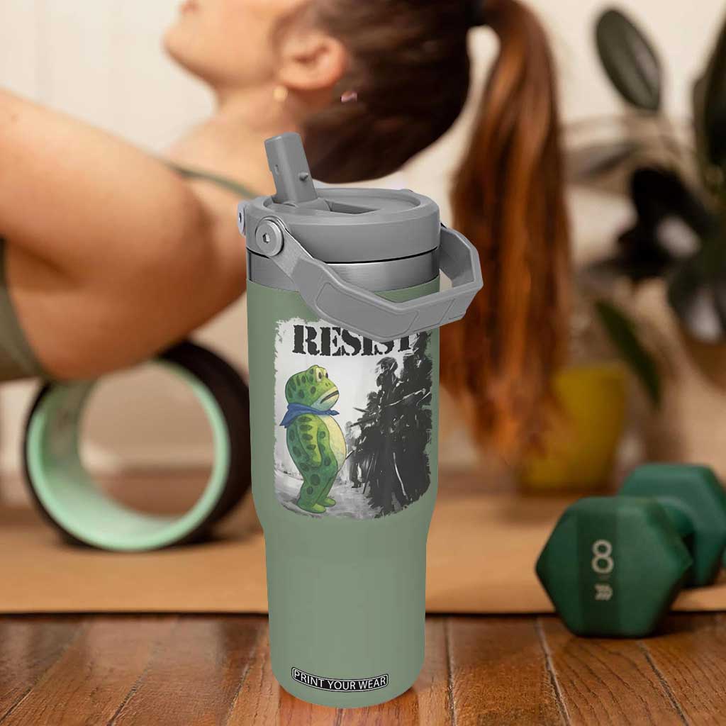 Frog Resist Flip Straw Tumbler Portland Frog Activist Protest City Art TS11 One Size: 30 oz Moss Green Print Your Wear
