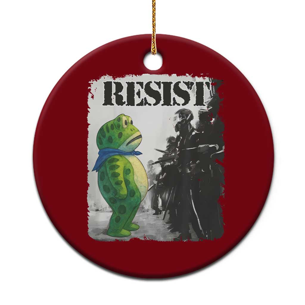Frog Resist Ceramic Ornament Portland Frog Activist Protest City Art TS11 1pc Red Print Your Wear