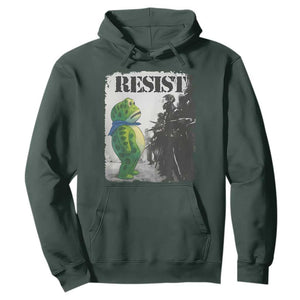 Frog Resist Hoodie Portland Frog Activist Protest City Art TS11 Dark Forest Green Print Your Wear