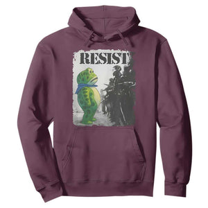 Frog Resist Hoodie Portland Frog Activist Protest City Art TS11 Maroon Print Your Wear