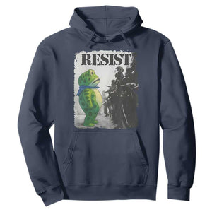 Frog Resist Hoodie Portland Frog Activist Protest City Art TS11 Navy Print Your Wear