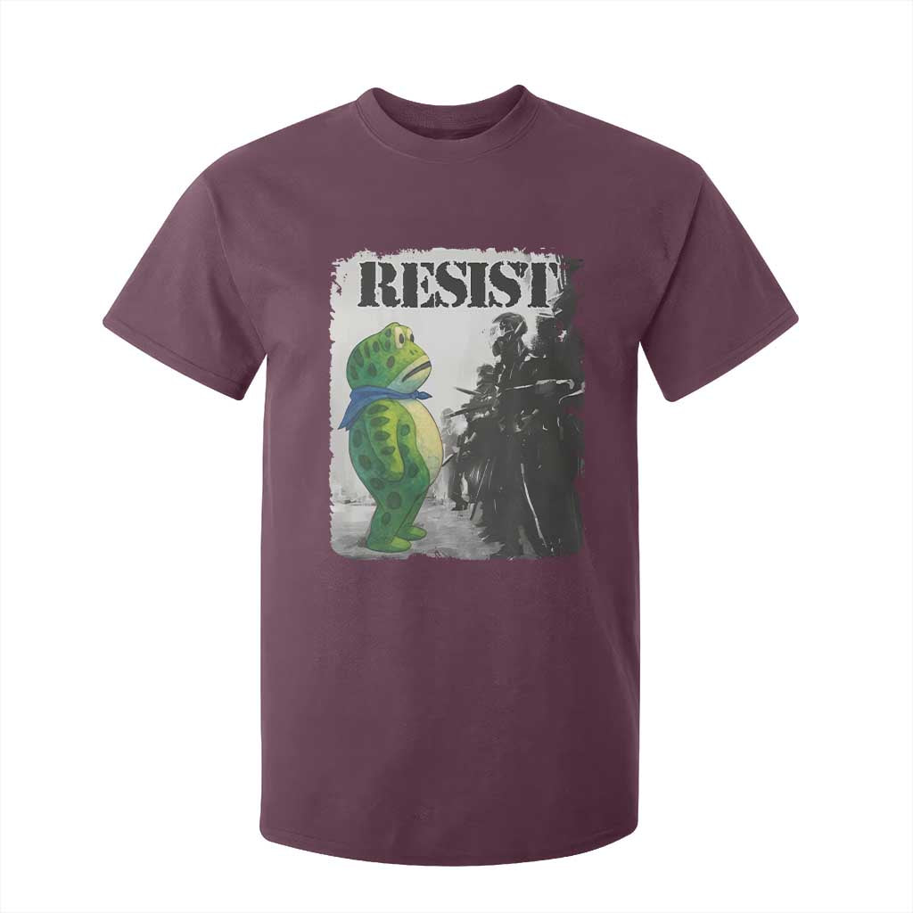 Frog Resist T Shirt For Kid Portland Frog Activist Protest City Art TS11 Maroon Print Your Wear