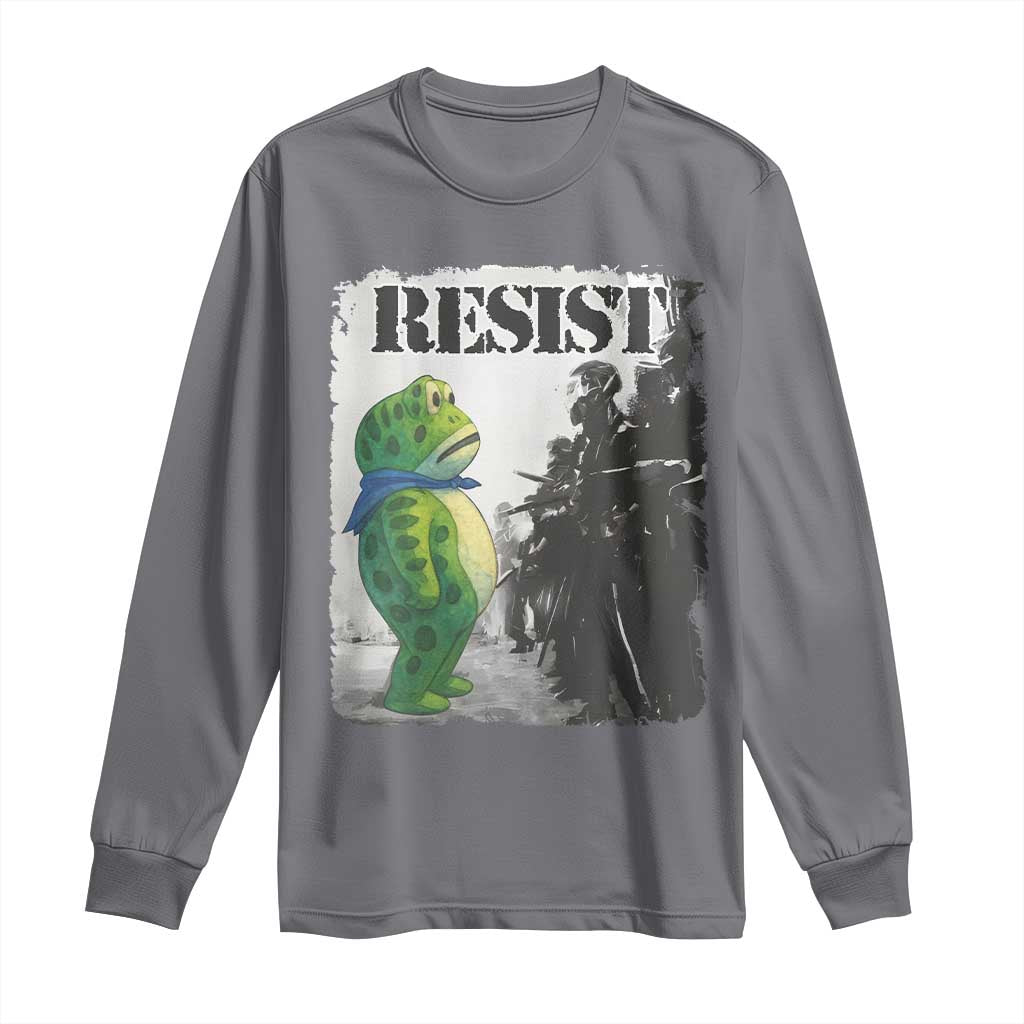 Frog Resist Long Sleeve Shirt Portland Frog Activist Protest City Art TS11 Charcoal Print Your Wear