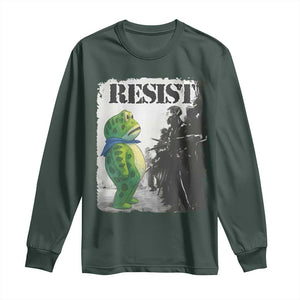 Frog Resist Long Sleeve Shirt Portland Frog Activist Protest City Art TS11 Dark Forest Green Print Your Wear