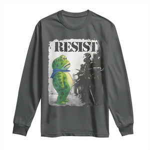 Frog Resist Long Sleeve Shirt Portland Frog Activist Protest City Art TS11 Dark Heather Print Your Wear