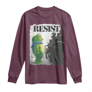 Frog Resist Long Sleeve Shirt Portland Frog Activist Protest City Art TS11 Maroon Print Your Wear