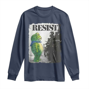 Frog Resist Long Sleeve Shirt Portland Frog Activist Protest City Art TS11 Navy Print Your Wear