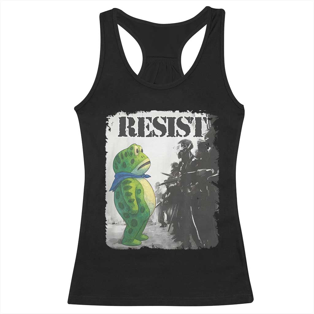 Frog Resist Racerback Tank Top Portland Frog Activist Protest City Art TS11 Black Print Your Wear