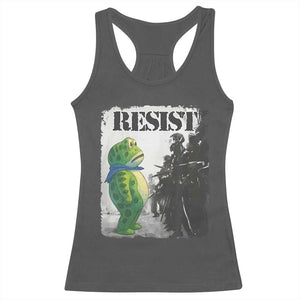 Frog Resist Racerback Tank Top Portland Frog Activist Protest City Art TS11 Dark Heather Print Your Wear