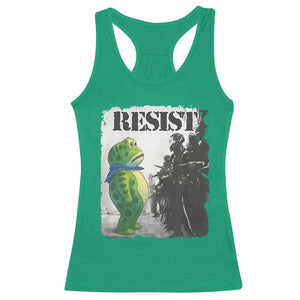 Frog Resist Racerback Tank Top Portland Frog Activist Protest City Art TS11 Irish Green Print Your Wear