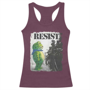 Frog Resist Racerback Tank Top Portland Frog Activist Protest City Art TS11 Maroon Print Your Wear