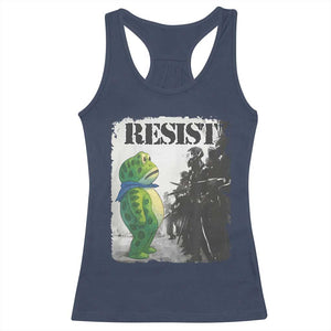 Frog Resist Racerback Tank Top Portland Frog Activist Protest City Art TS11 Navy Print Your Wear