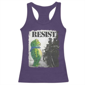 Frog Resist Racerback Tank Top Portland Frog Activist Protest City Art TS11 Purple Print Your Wear