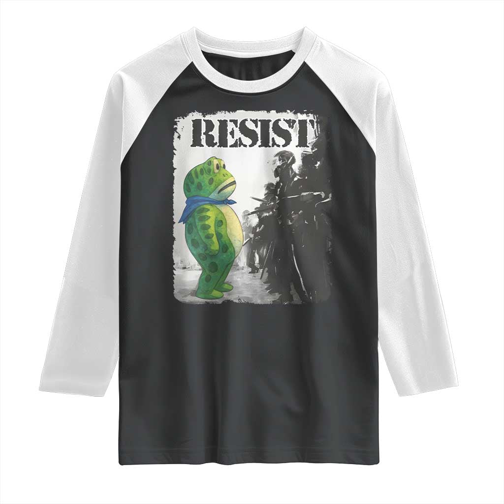 Frog Resist Raglan Shirt Portland Frog Activist Protest City Art TS11 Black White Print Your Wear